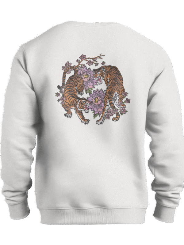 Asian Flower and Tiger Sırt Nakışlı Sweatshirt
