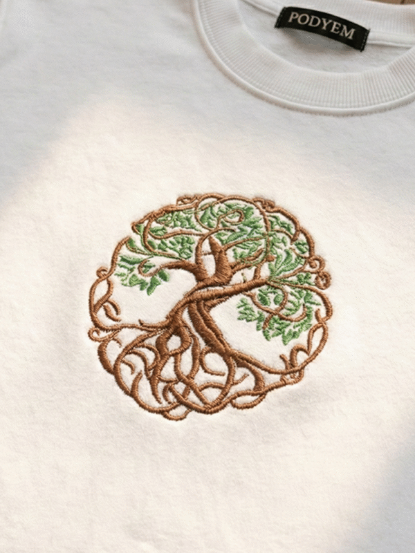 Hayat Ağacı Nakışlı Sweatshirt