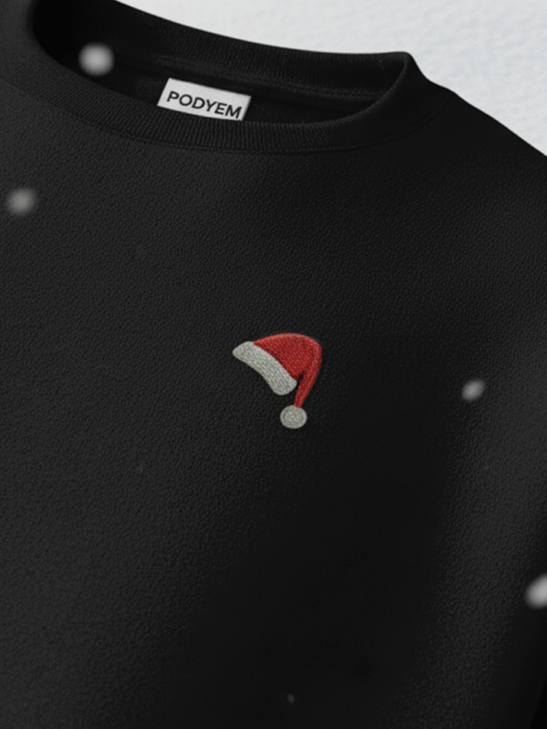 Noel Şapkası Nakışlı Sweatshirt