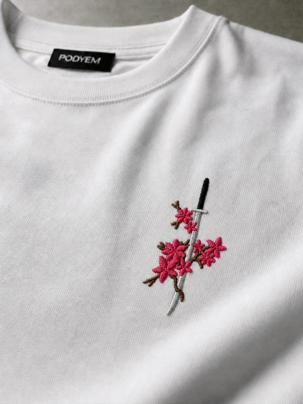 Sakura & Katana Nakışlı Oversize Tshirt