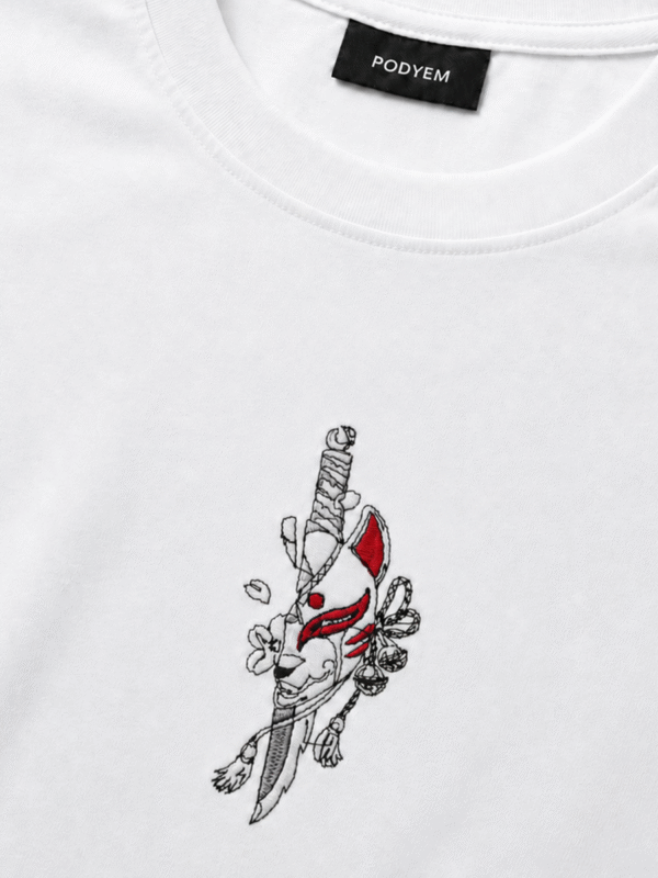 Kitsune Nakışlı Oversize Tshirt